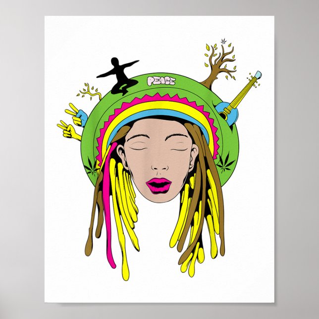 Affiche Peace Femme Reggae Nature Protection De l'environn (Devant)