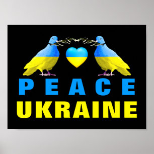 Affiche Peace For Ukraine - Freedom - Peace Dove Heart