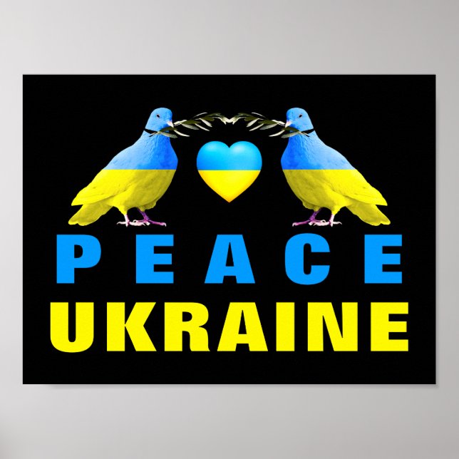 Affiche Peace For Ukraine - Freedom - Peace Dove Heart (Devant)