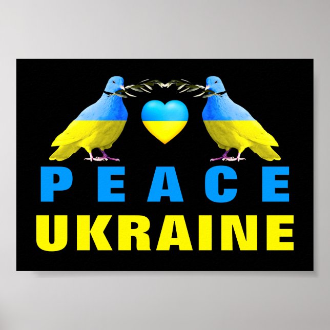 Affiche Peace For Ukraine - Freedom - Peace Dove Heart (Devant)