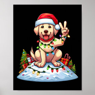 Affiche Peace Hand Labrador Retriever Feux de Noël avec
