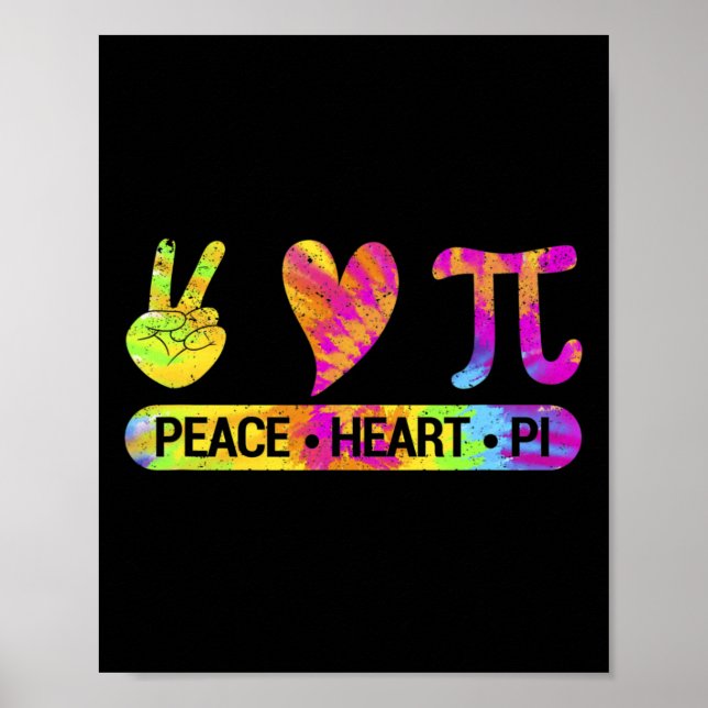 Affiche Peace Heart Pi Day Tie Dye Mathématiques Mathémati (Devant)