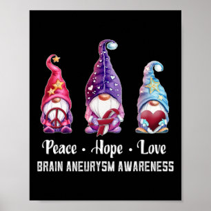 Affiche Peace Hope Love Gnomes Cerveau Aneurysme sensibili