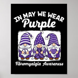 Affiche Peace Hope Love Gnomes Purple Ribbon Fibromyalgia