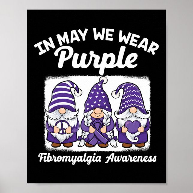 Affiche Peace Hope Love Gnomes Purple Ribbon Fibromyalgia (Devant)