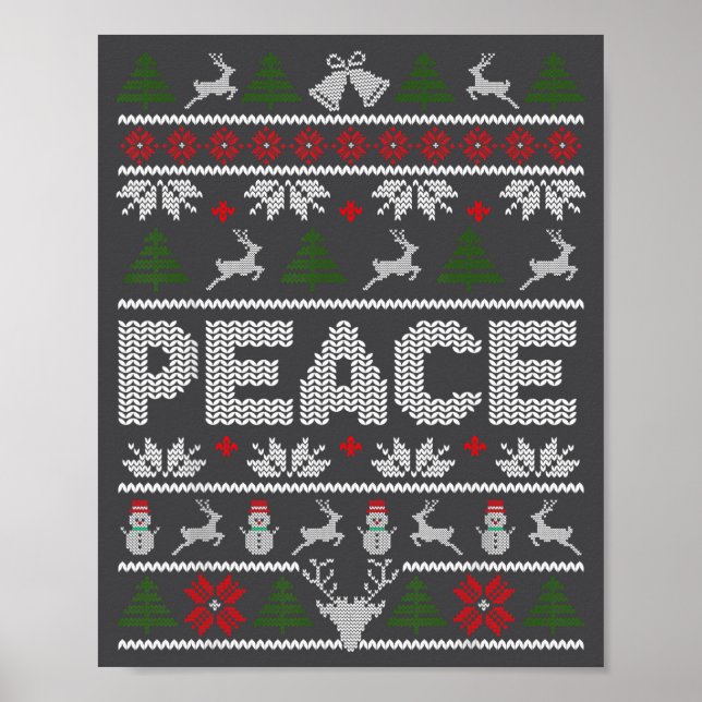 Affiche Peace I Come In Peace Couple Matching Ugly Christm (Devant)