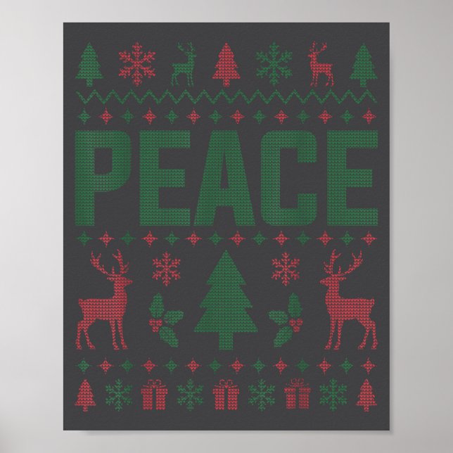 Affiche Peace I Come In Peace Couple Matching Ugly Christm (Devant)