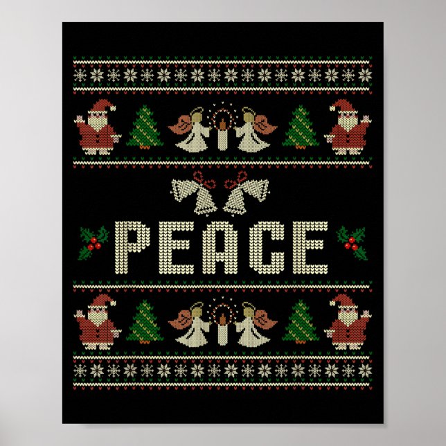 Affiche Peace I Come In Peace Couple Matching Ugly Christm (Devant)