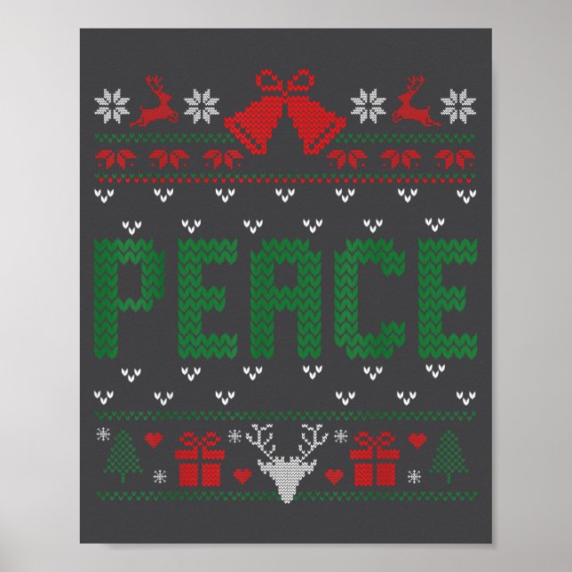 Affiche Peace I Come In Peace Couple Matching Ugly Christm (Devant)