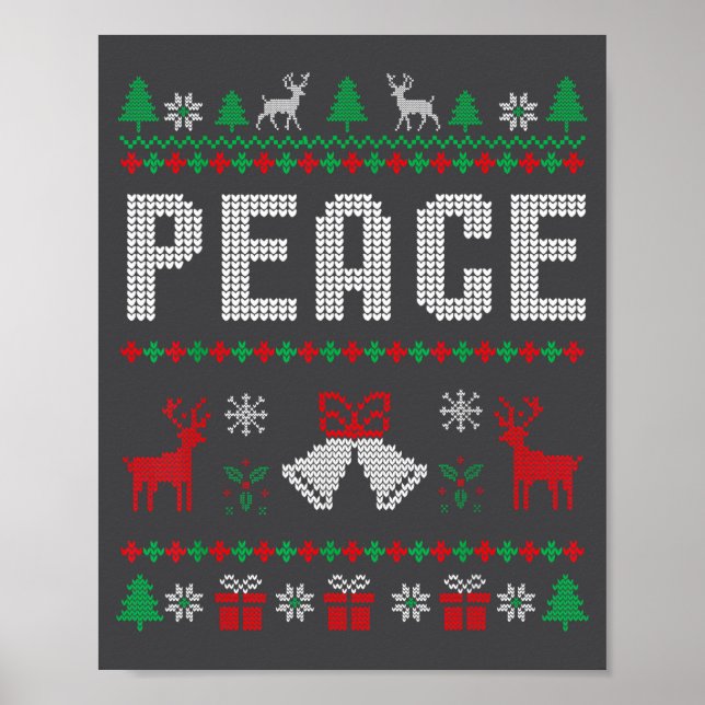 Affiche Peace I Come In Peace Couple Matching Ugly Christm (Devant)