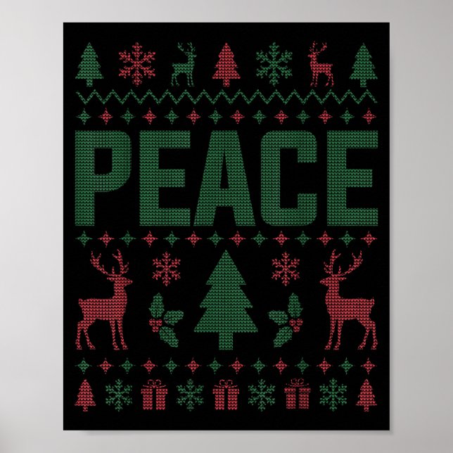 Affiche Peace I Come In Peace Couple Matching Ugly Christm (Devant)