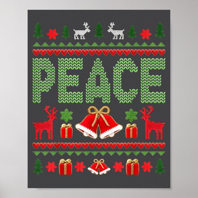 Affiche Peace I Come In Peace Couple Matching Ugly Christm (Devant)