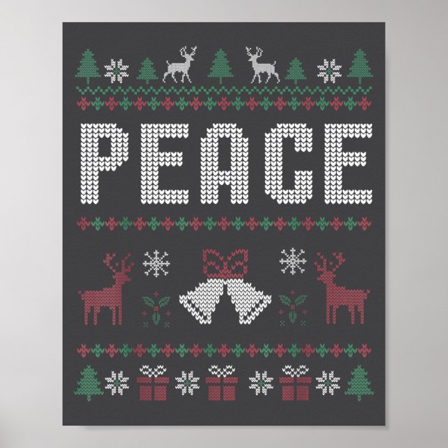 Affiche Peace I Come In Peace Couple Matching Ugly Christm (Devant)