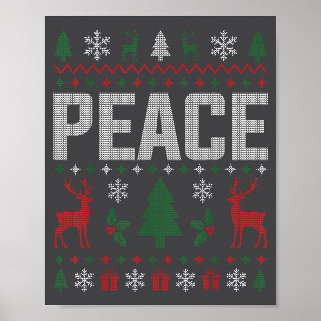 Affiche Peace I Come In Peace Couple Matching Ugly Christm (Devant)