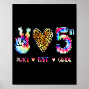 Affiche Peace Love 5E Grade Squad Retour À L'École Cadeau