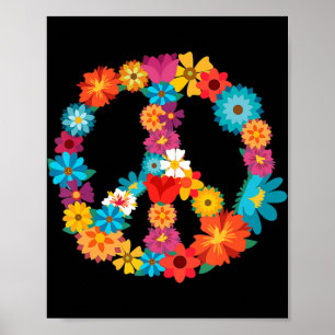 Affiche Peace Love 60's 70's Hippie Costume coloré Flo