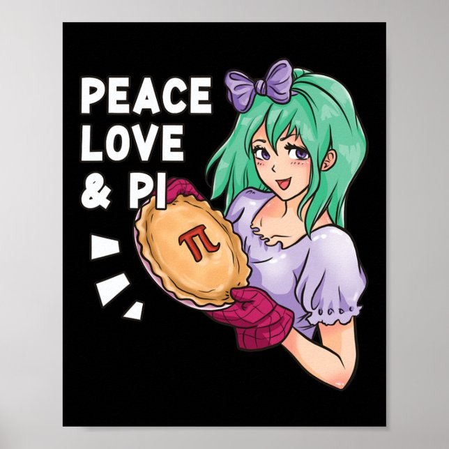 Affiche Peace Love And Pi - 14 Mars Pi Day Anime Math (Devant)
