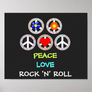 Affiche Peace, Love and Rock 'n' Roll