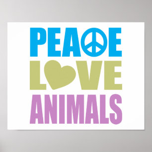 Affiche Peace Love Animals