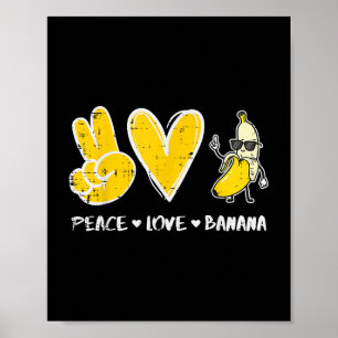 Affiche Peace Love Banana Funny Fruit Food Vegan Femmes Ho