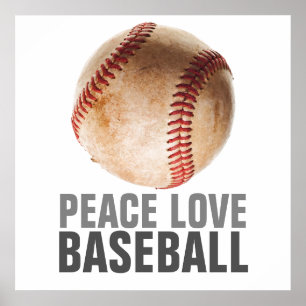 Affiche Peace Love Baseball Motivational Art unique