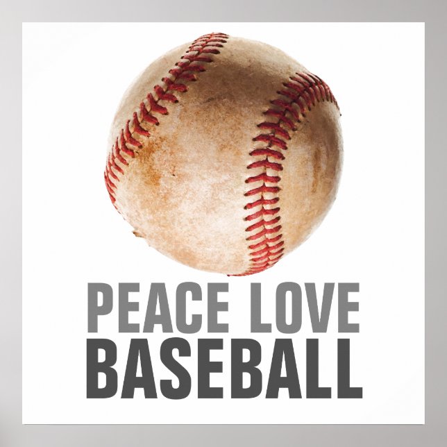 Affiche Peace Love Baseball Motivational Art unique (Devant)