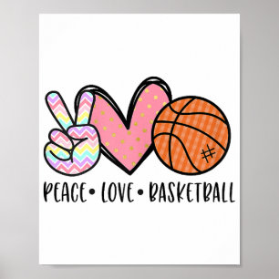 Affiche Peace Love Basketball Coeur pour les Ados entre