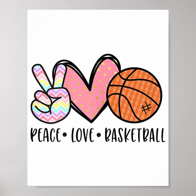 Affiche Peace Love Basketball Coeur pour les Ados entre (Devant)