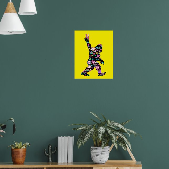Affiche Peace Love Bigfoot Hippie Funny Bigfoot Lover (Salon 1)