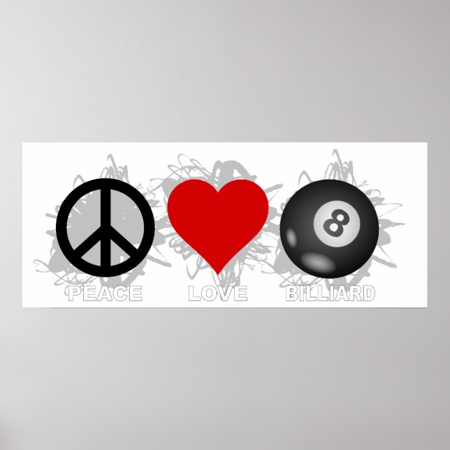 Affiche Peace Love Billiard Emblem (Devant)