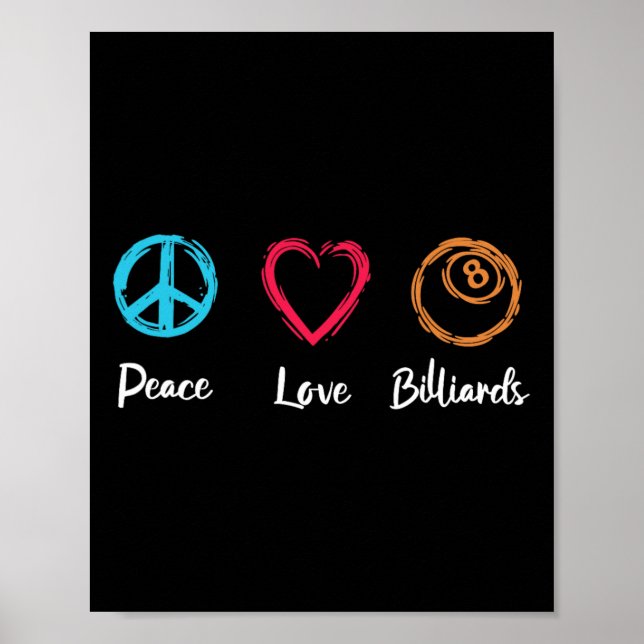 Affiche Peace Love Billiards (Devant)