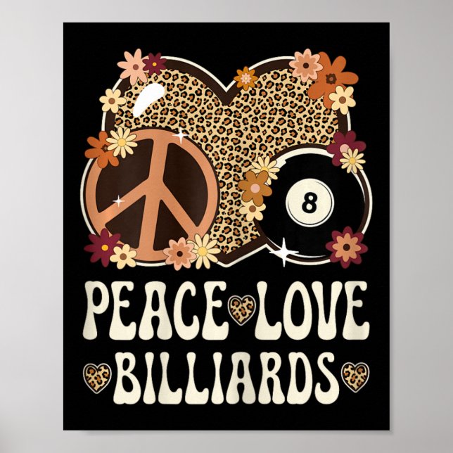 Affiche Peace Love Billiards Lover Empreinte de léopard Gi (Devant)