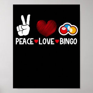 Affiche Peace Love Bingo Funny Lucky Gambling