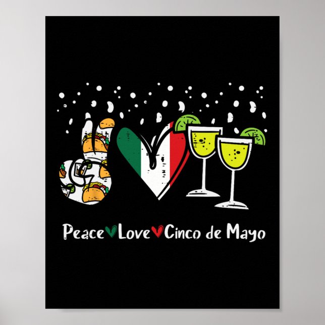 Affiche Peace Love Cinco De Mayo Party Fiesta Mexicaine (Devant)