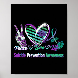 Affiche Peace Love Conscience du suicide Semi-Colon Cadeau