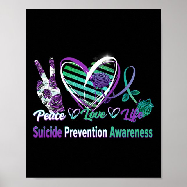 Affiche Peace Love Conscience du suicide Semi-Colon Cadeau (Devant)