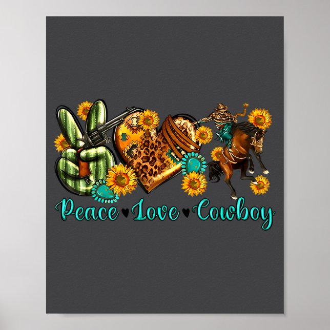 Affiche Peace Love Cowboy Western Rodeo Rodeo Life Western (Devant)