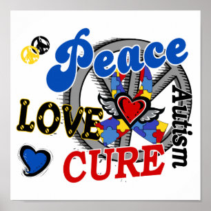 Affiche Peace Love Cure 2 Autisme