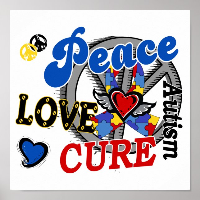 Affiche Peace Love Cure 2 Autisme (Devant)