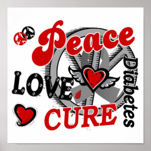 Affiche Peace Love Cure 2 Diabète