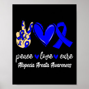 Affiche Peace Love Cure Alopecia Areata Blue Ribbon Award
