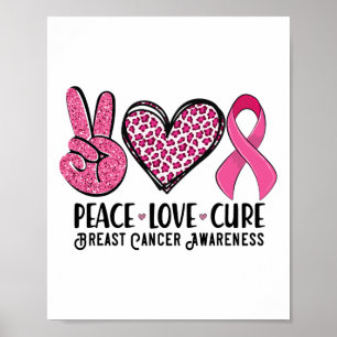 Affiche Peace Love Cure Breast Cancer Sensibilisation Guer