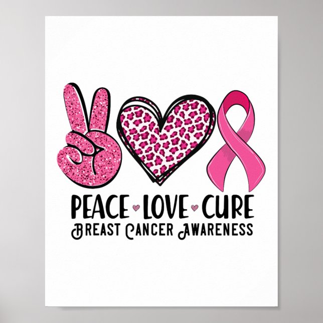 Affiche Peace Love Cure Breast Cancer Sensibilisation Guer (Devant)