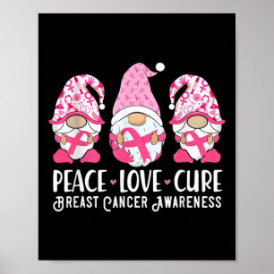 Affiche Peace Love Cure Breast Cancer Sensibilisation Guer