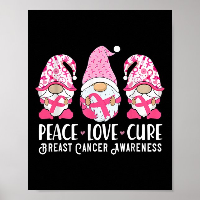 Affiche Peace Love Cure Breast Cancer Sensibilisation Guer (Devant)