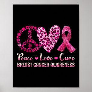 Affiche Peace Love Cure Breast Cancer Sensibilisation Guer