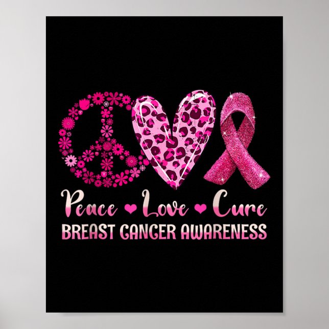 Affiche Peace Love Cure Breast Cancer Sensibilisation Guer (Devant)
