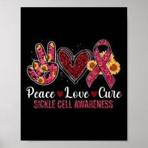 Affiche Peace Love Cure Burgundy Ribbon Sickle Cell Award