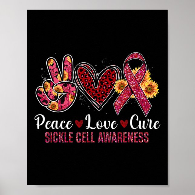Affiche Peace Love Cure Burgundy Ribbon Sickle Cell Award (Devant)