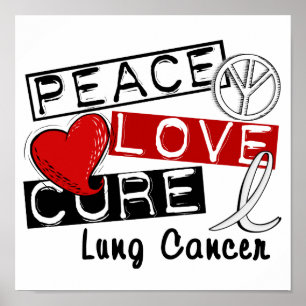 Affiche Peace Love Cure Cancer du Poumon